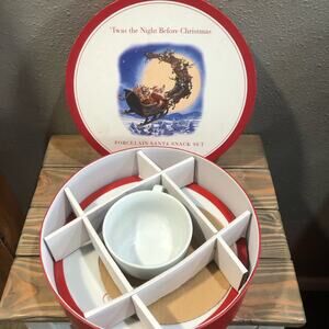 Pottery Barn  Kids 'Twas the Night Before Christmas Porcelin Santa snack Set